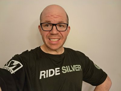Back home after our adventure was over, I pose for a selfie in my new Silver Line shirt.