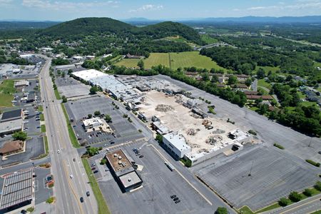 Staunton Mall, facing northeast, with the Betsy Bell and Mary Gray mountains in the distance