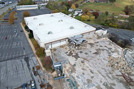 A tiny bit of roof still remains, over Belk's former mall entrance.