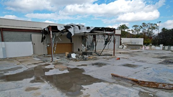 And this is where I dipped down to get a closer look.  Note that Belk's mall-facing facade is still largely intact, though the Belk sign has finally been removed.