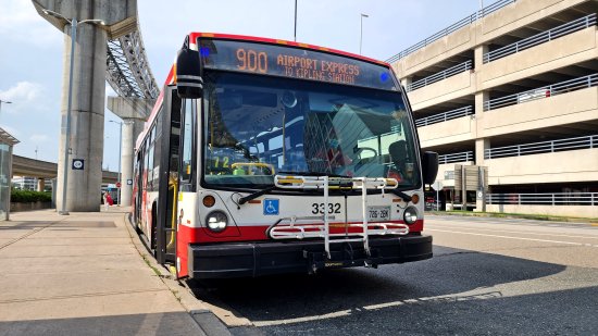 Our bus after we arrived at the airport.