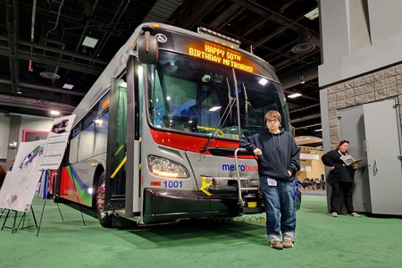 Bus 1001, with Elyse for scale.