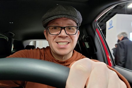 Another selfie, taken just forward of the steering wheel.  I am definitely feeling this car.  Especially since mine will have leather seats and a moon roof.