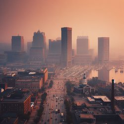 "Baltimore, Maryland under smoky skies" (2)