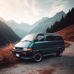 "Cadet blue 1991 Toyota Previa in the mountains" (3)