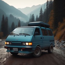 "Cadet blue 1991 Toyota Previa in the mountains" (4)