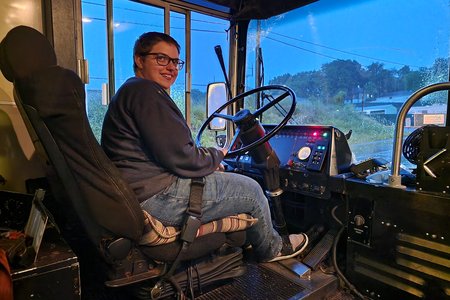 While we were at Valley Metro, Elyse took a moment to pose for a photo in the seat.