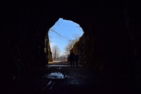 View from just inside the east portal of the tunnel, facing out.