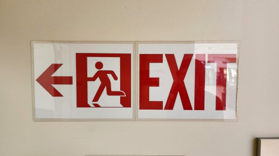 Exit signs at Christiana Mall