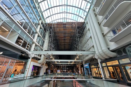 Scaffolding installed at the Eaton Centre.