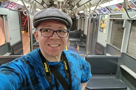 Blue glasses, taken at the Transit Museum in New York.