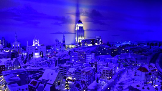 The skyline of Quebec City at twilight.