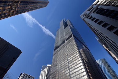View of the Willis Tower from street level.