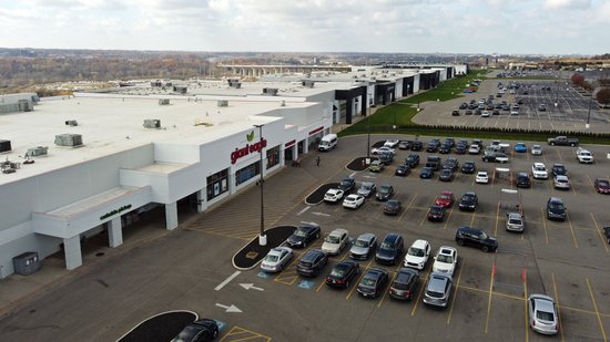 One of my goals on the last day of the trip was to visit the former City View Center, now Highland Park, in Garfield Heights.  This was a shopping center that was built on top of a former landfill site, which failed quickly following Walmart's abrupt closure of the store in 2008, citing safety concerns with the building.  The shopping center was repositioned and remarketed for light industrial uses in the last few years, and that usage appears to have been successful, as the buildings now house industrial tenants rather than retail tenants.