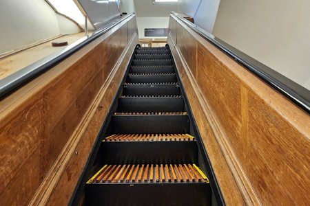 Wooden escalators at Macy's Herald Square