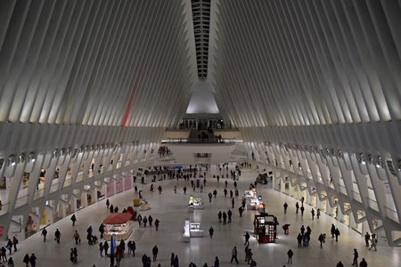 The new World Trade Center shopping mall, under the big "Oculus" roof.