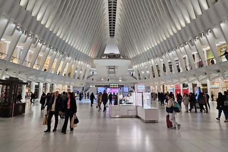 The new World Trade Center shopping mall, under the big "Oculus" roof.