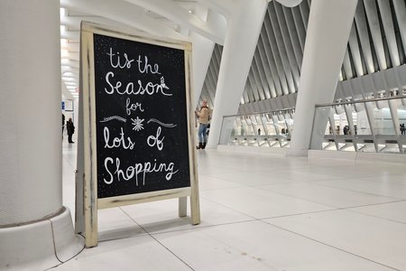 "Tis the season for lots of shopping" sign in front of The Canvas.  I thought that sign was a tad self-serving, but we'll go with it.