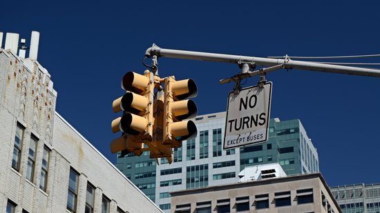 Traffic signal at Jay Street and Fulton Mall.