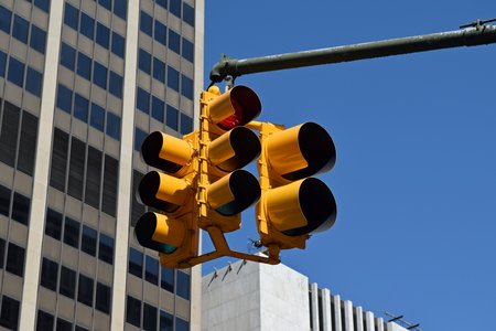 Traffic signal at Boerum Place and Livingston Street.