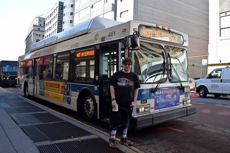 Elyse with a New Flyer C40LF bus.