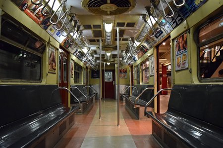 Interior of car 9306, an R33S from 1963.