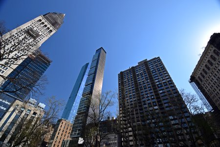 Buildings surrounding the southeast corner of Madison Square Park.