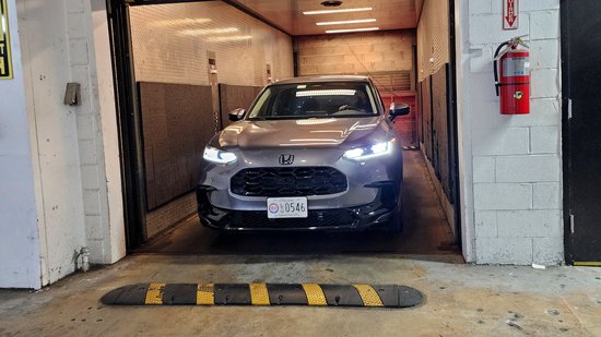 Retrieving the HR-V from the parking garage.