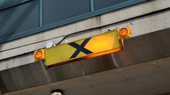 Big "X" signage over the crosswalks at Pearson Airport.  I remember seeing these on the 1999 trip to Toronto and noting how we didn't have these signs stateside.
