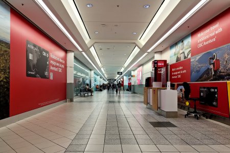 Corridor in the US flights terminal.