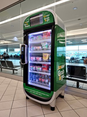 A Subway vending machine.  I have never seen such a thing before, but Elyse decided to get lunch from it.