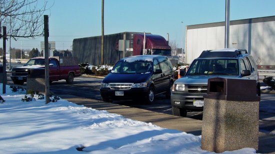 Parking area at the Manassas rest area.  This scene looks exactly the same today.  The two Manassas rest areas are the smallest in the entire state.