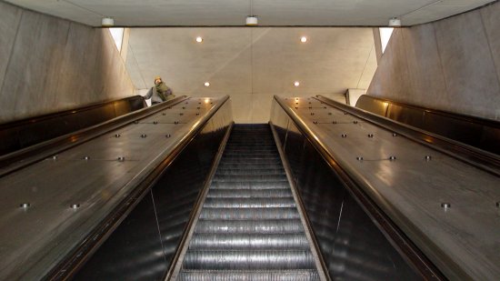 Coming up the escalator at McPherson Square on the Vermont Avenue side.