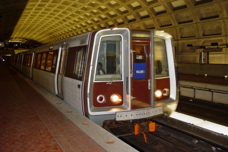 And my train arrives at McPherson Square - all Rohrs.  I used flash for this photo, doing what I consider untoward nowadays.  Generally speaking, don't flash your flash in front of an oncoming train like I did here.  We don't want to distract the operator.