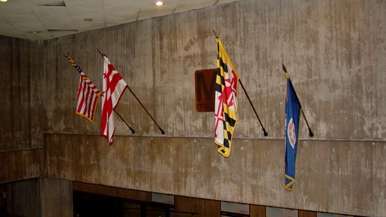 Alternate shot of the flags over the entrance to the Metro station.  It's still not a great shot, but it's better than the one that I did use.