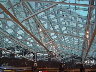 The glass roof of Pentagon City Mall.