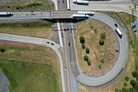 Overhead view of part of the Breezewood interchange.  I never realized how much the interchange looked like a certain body part until I saw it from above...
