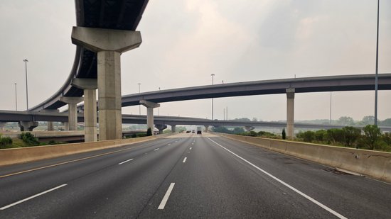 The view at the northern interchange between I-95 and the Baltimore Beltway.