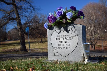 Charity Billings' grave marker at Riverview Cemetery in Waynesboro.