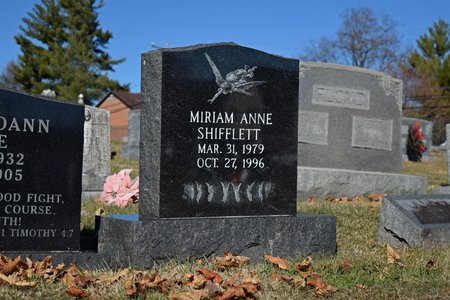Miriam Shifflett's headstone, also at Riverview Cemetery.