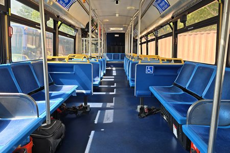 Interior of 700, facing the rear.  As I understand it, the floor and seats are original, with the floor's having received a very thorough cleaning.  The seats, meanwhile, are awaiting restoration.