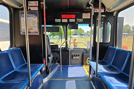 The interior of 700, facing forward.