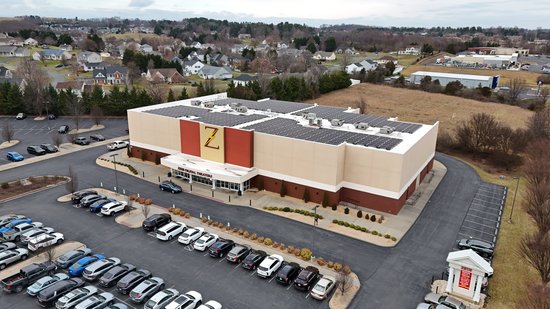 Zeus Digital Theaters, an independent movie theater.  I never realized that they had solar panels on the roof until I flew over it.