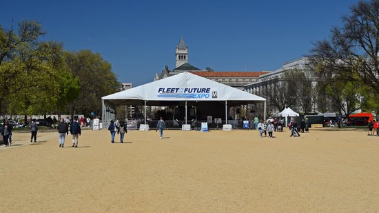 The tent that the Fleet of the Future expo was housed in on the Mall.