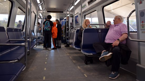 Seating layout on the 8000-Series.  These cars will have a new layout, with transverse seating on one side, and longitudinal seating on the other, making for wider aisles, and hopefully encouraging people to please move to the center of the car when boarding.
