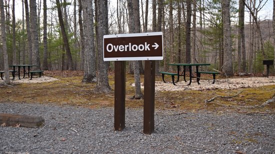Sign marking the location of the overlook trail.