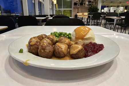 My dinner at IKEA, where, for some reason, they were slightly more generous with the meatballs than usual.