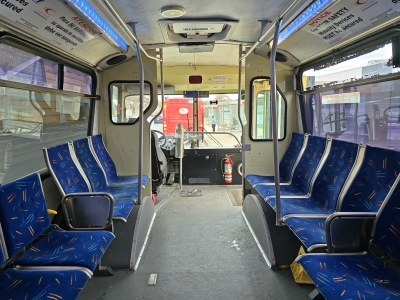 Inside MATT, facing the front of the vehicle