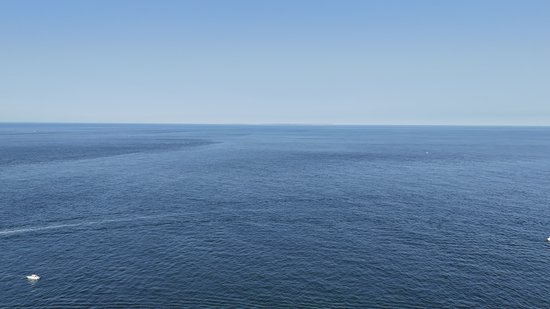 The view facing out from Montauk Point.  If you look carefully, you can see Block Island out in the distance, which is part of Rhode Island.