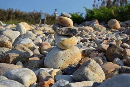 Rock stacks on the beach at Montauk Point.